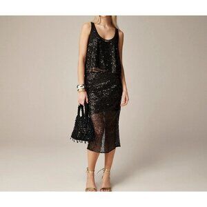 J.Crew Collection Sequin Top & Midi Skirt Set Black Size Small Top & 6 Skirt NWT